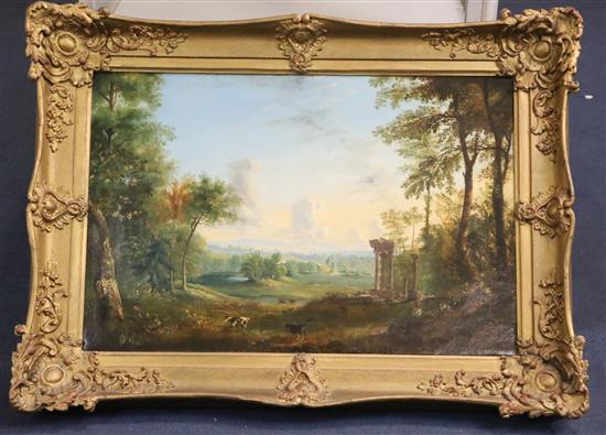 Manner of Claude Gellee called Claude Lorrain (1600-1682), 18th Century French School, classical landscape, oil on canvas